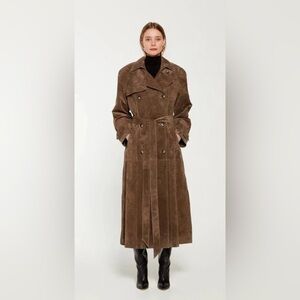 Kouvr Brown Suede Trench Coat (Brand New w/ Tags & dust bag)